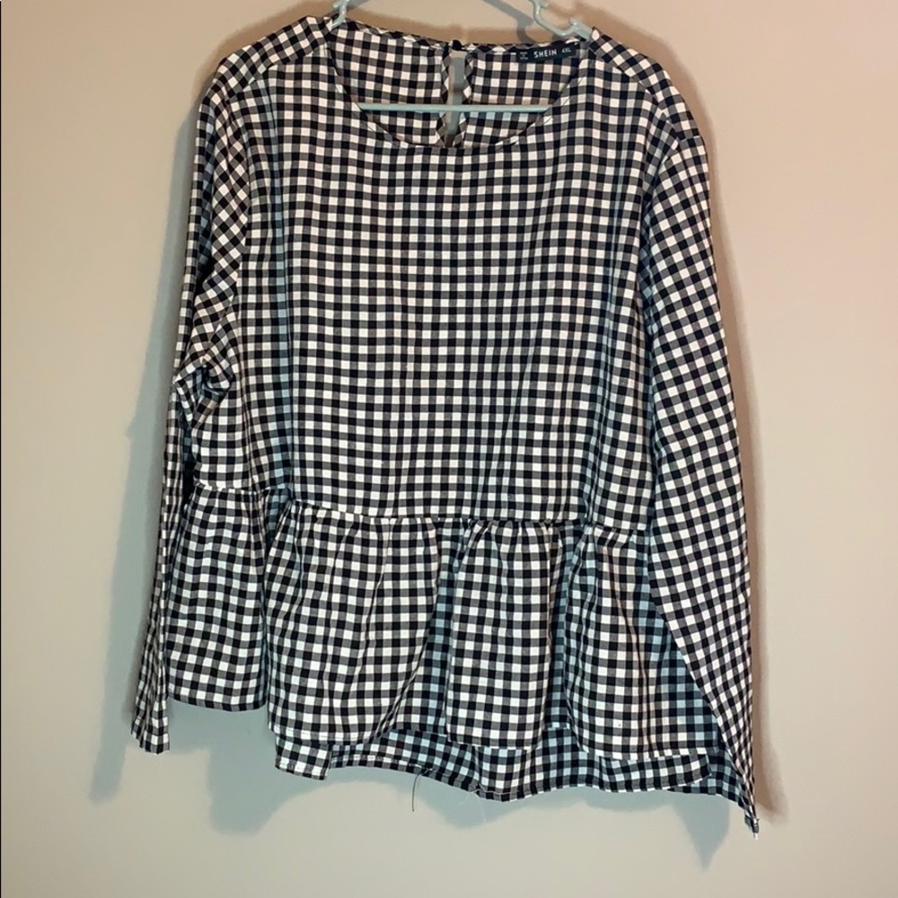 SHEIN 4XL Peplum Gingham Top